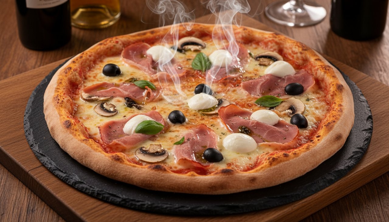 Pizza Regina avec jambon et champignons