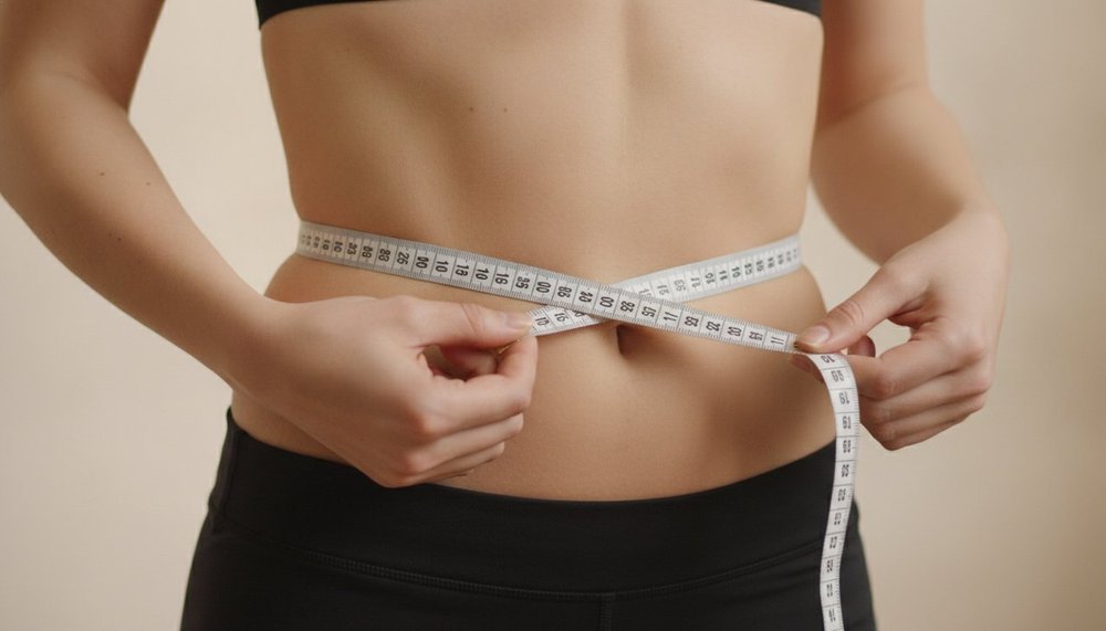 Mesure du tour de taille au mètre ruban