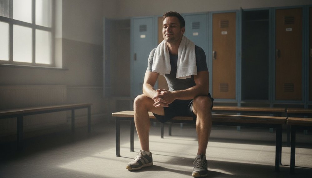 Sportif au repos après une séance de récupération en centre